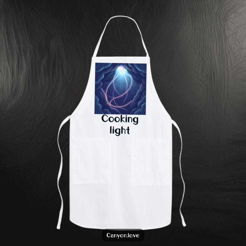 Funny abstract apron showcasing bright light trails within a dark, cosmic void, perfect for a stylish chef.