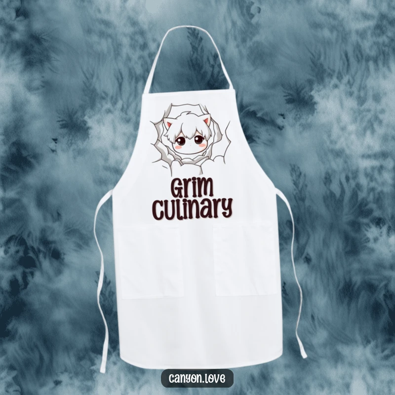 Funny Apron featuring a monochromatic chasm, emphasizing texture and shadow for a dramatic and humorous addition to kitchen wear.