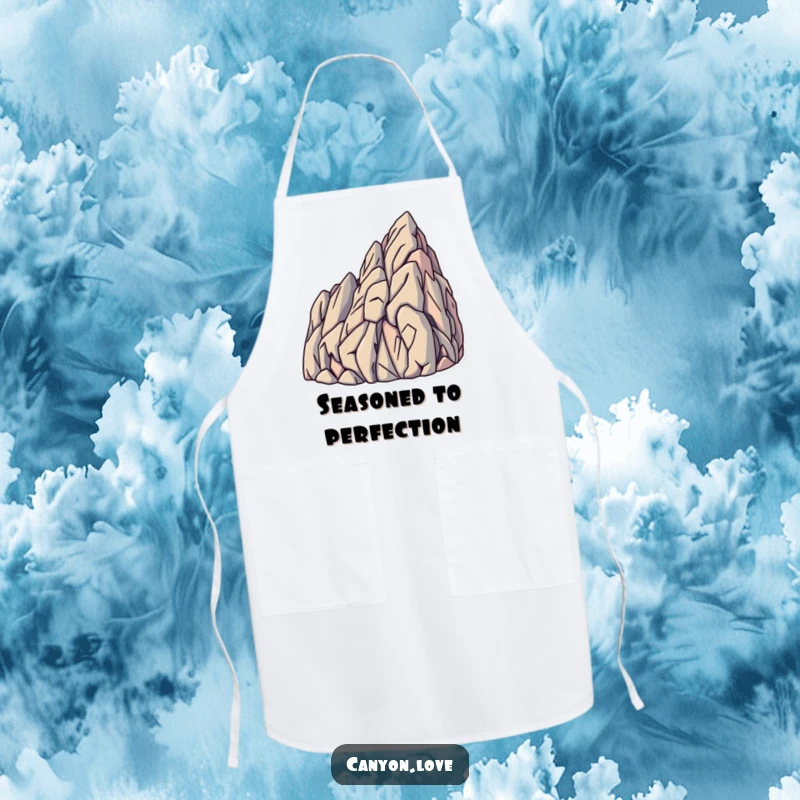 Funny Apron featuring sharp, angled lines mimicking rock strata formations, a stylish and practical kitchen accessory.