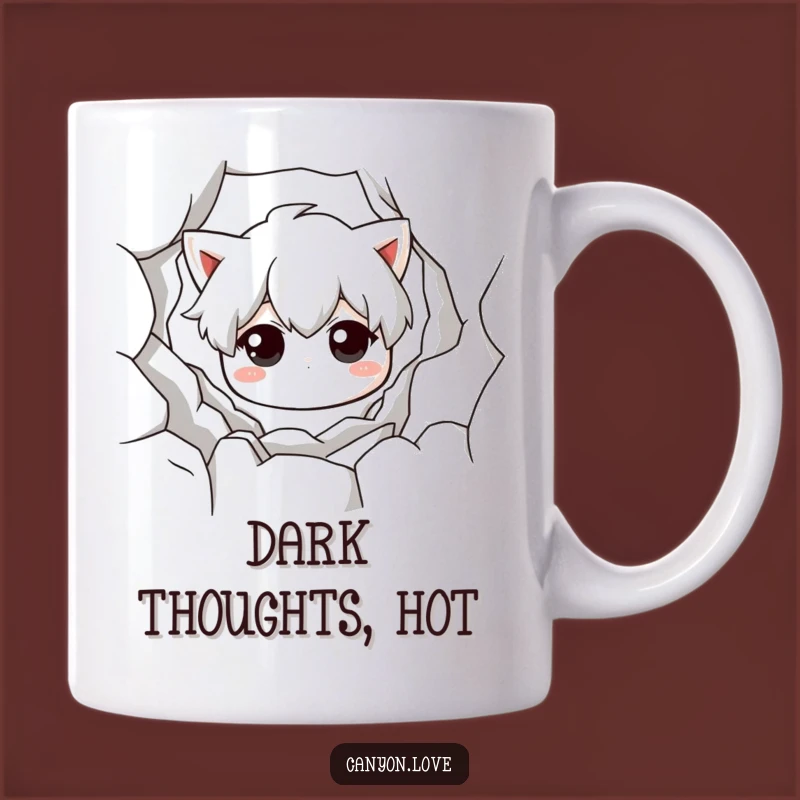 Funny Chasm Art Mug: Monochromatic Texture & Shadow, Moody Gift for Him