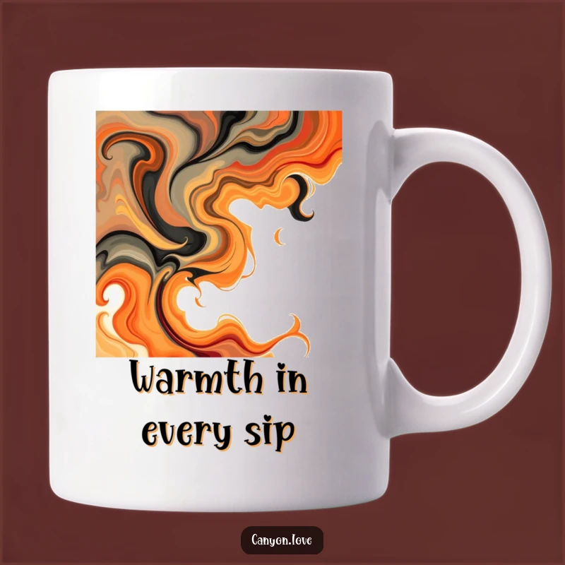 Funny Swirls Mug - Earthy Orange Abstract Art, Cozy Gift