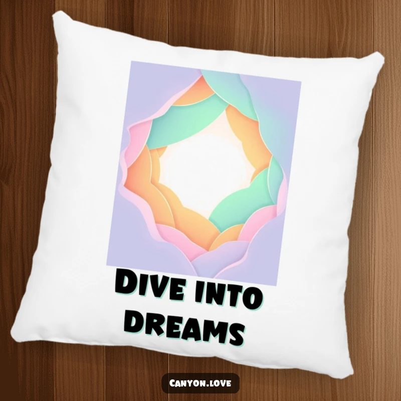 Funny Pillow decorated with stylized overlapping gradient planes forming a chasm, providing comfortable abstract art for your home.