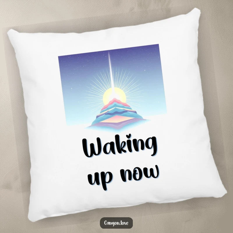 Funny Pillow designed with a light beam piercing layered strata, offering cozy comfort and a symbolic, humorous touch to any room.