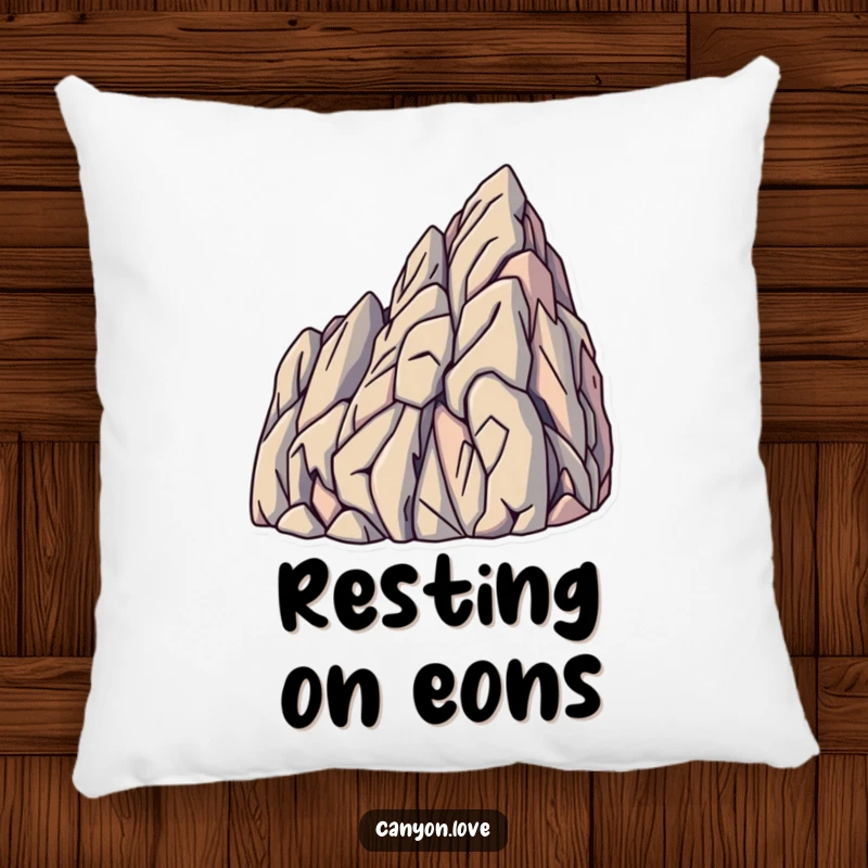 Funny Pillow decorated with sharp, angled lines mimicking rock strata, providing comfortable earthy art for your home.