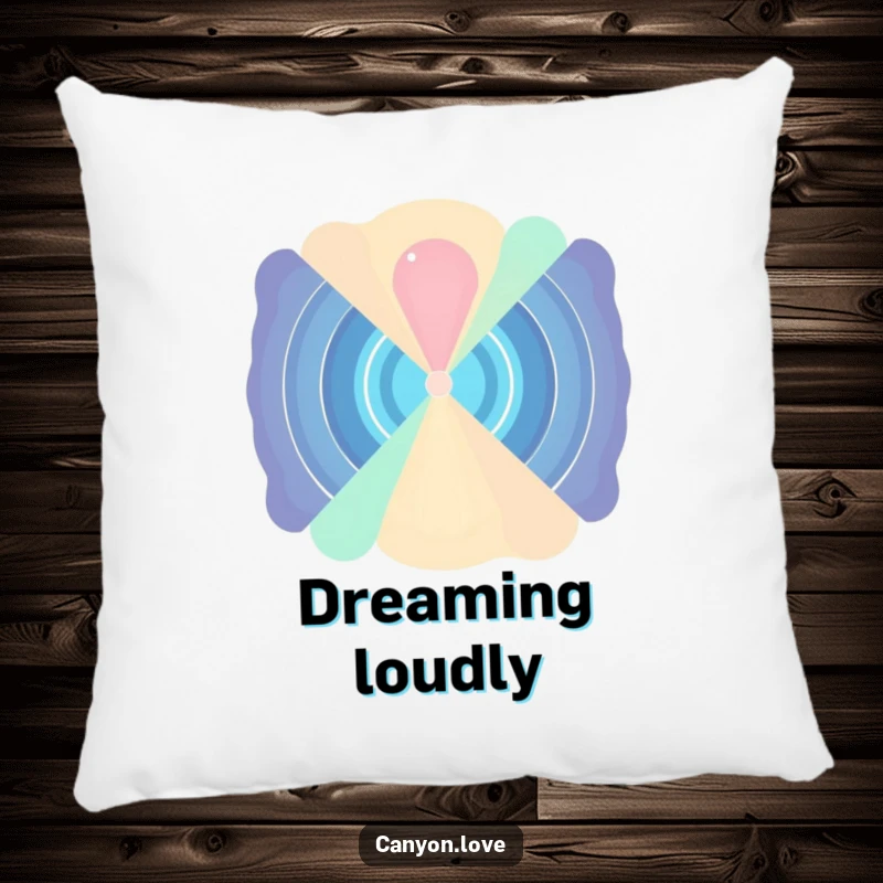 Funny Pillow designed with abstracted sound waves radiating from a central point, offering cozy comfort and a humorous artistic touch.