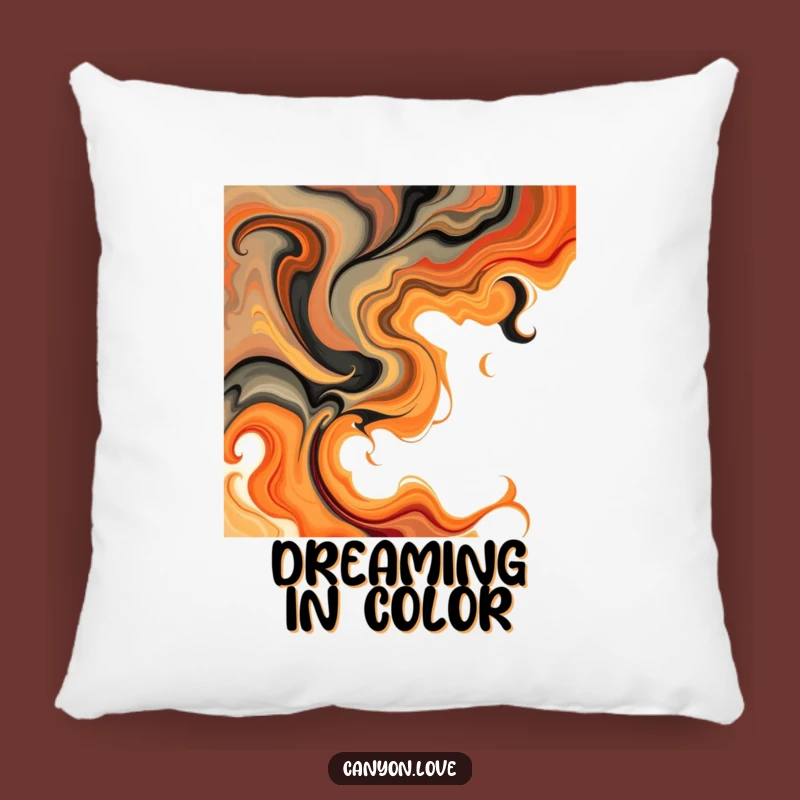 Funny Swirls Pillow - Cozy Earthy Orange Accent Decor Gift