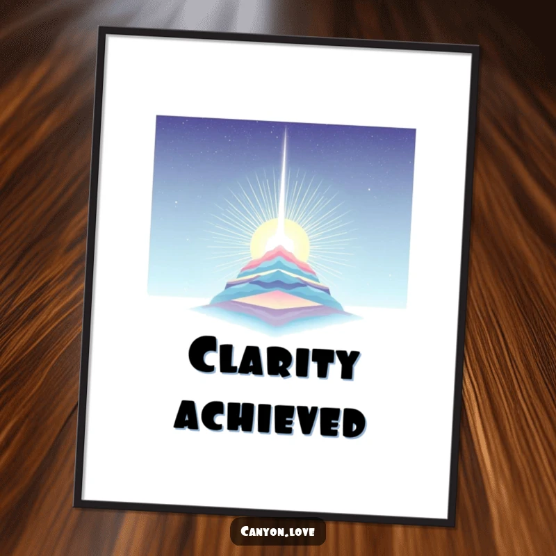 Funny Digital Art Print of a light beam piercing layered strata, symbolizing hope, clarity, and discovery with artistic and humorous appeal.