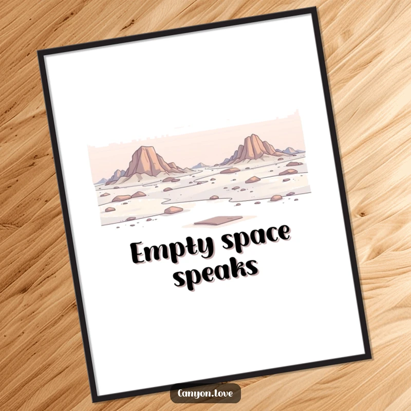 Funny Digital Art Print depicting a minimalist depiction of a vast, rocky expanse, a serene and artistic landscape piece.