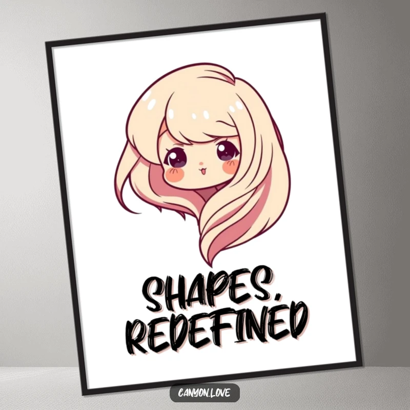 Funny Digital Art Print depicting abstract design with smooth curves intersecting sharp geometric edges, perfect for modern and artistic home decoration.