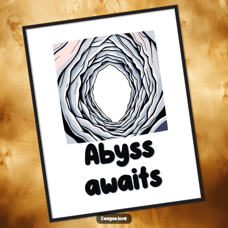 Funny digital art print showing a bold single line winding into a deep, abstract abyss for striking decor.