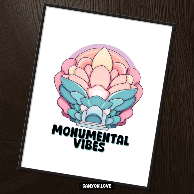 Funny digital art print with layered, echoing abstract forms evoking a sense of immense, monumental scale.