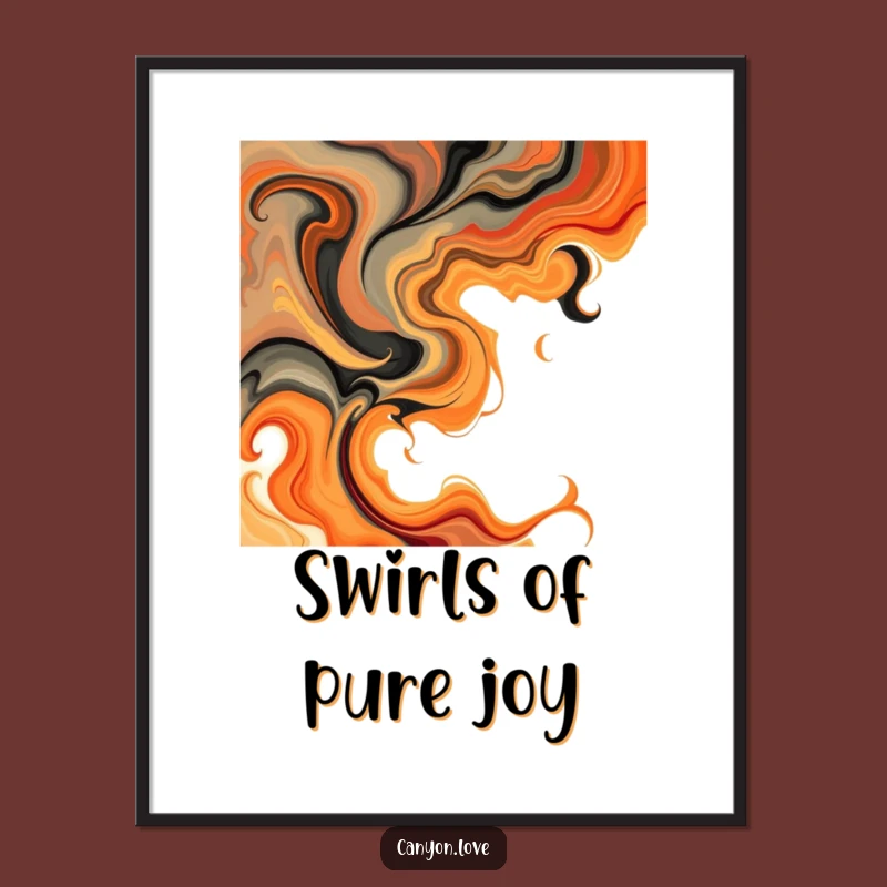 Funny Swirls Digital Art Print - Earthy Orange Abstract Art
