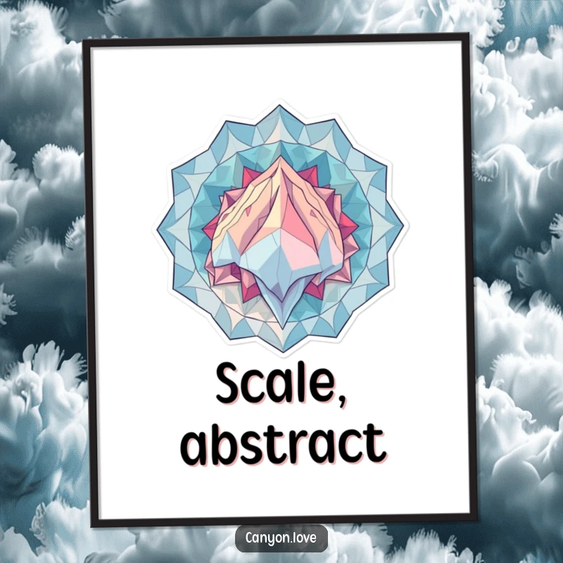 Funny Digital Art Print featuring overlapping geometric patterns suggesting immense geological scale, perfect for abstract and artistic home decoration.