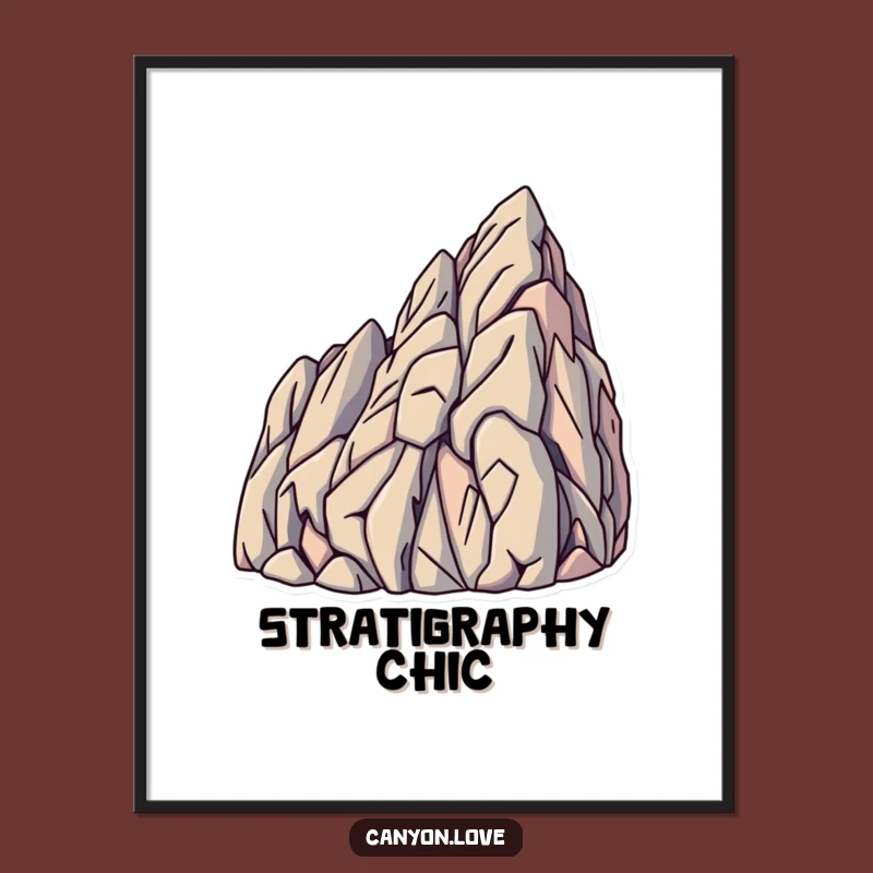 Funny Rock Strata Digital Art Print - Angled Lines Wall Art