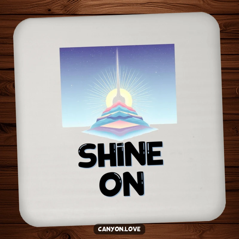 Funny Drink Coaster showcasing a light beam piercing layered strata, symbolizing hope and clarity with artistic and humorous function.