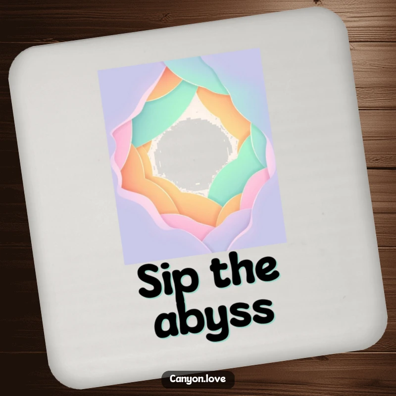Funny Drink Coasters (Set of 4) featuring stylized overlapping gradient planes forming a chasm, a stylish abstract addition to any table.