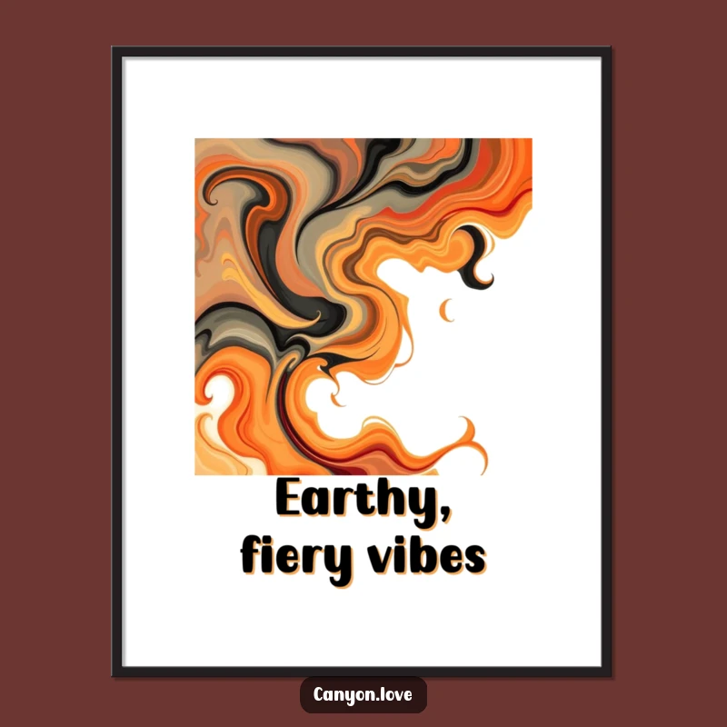 Funny Swirls Poster - Earthy Orange Abstract Wall Art Gift