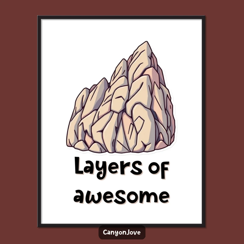 Funny Rock Strata Poster - Angled Lines Earthy Wall Art Gift