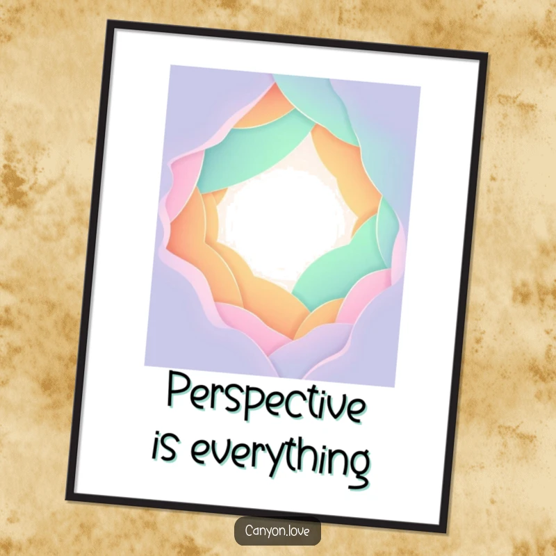 Funny Poster featuring overlapping gradient planes forming a stylized chasm, a mesmerizing abstract wall art piece with great depth.