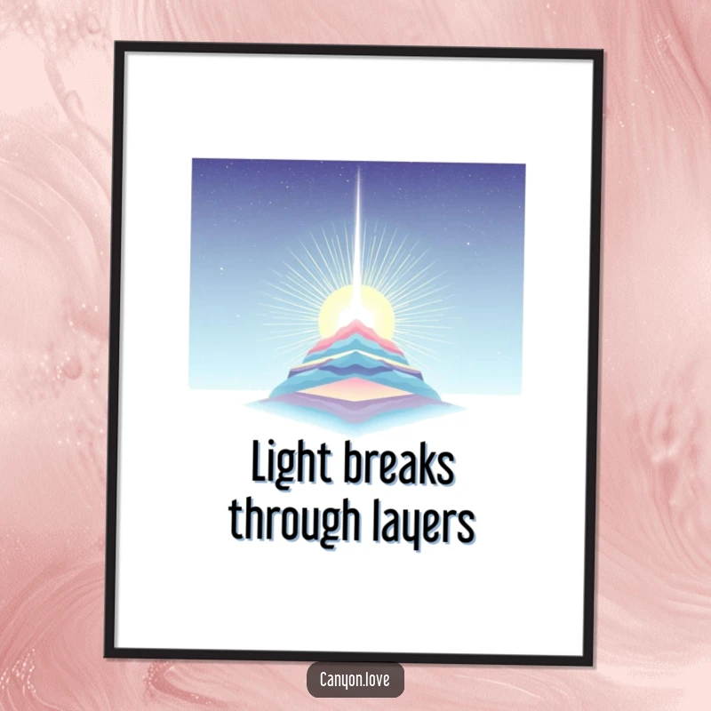 Funny Free Printable Wall Art depicting a single, stark beam of light piercing through layered strata, creating a powerful contrast.