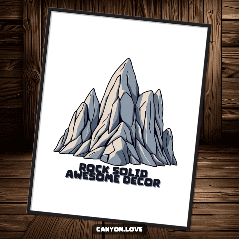 Funny Free Printable wall art depicting jagged, abstract rock formations in sharp geometric planes, creating a dramatic landscape.