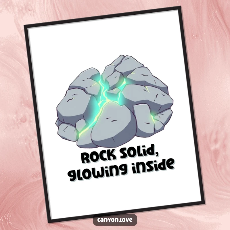 Funny Free Printable Wall Art: A fractured rock plane with glowing veins within fissures, offering geological artistic flair.