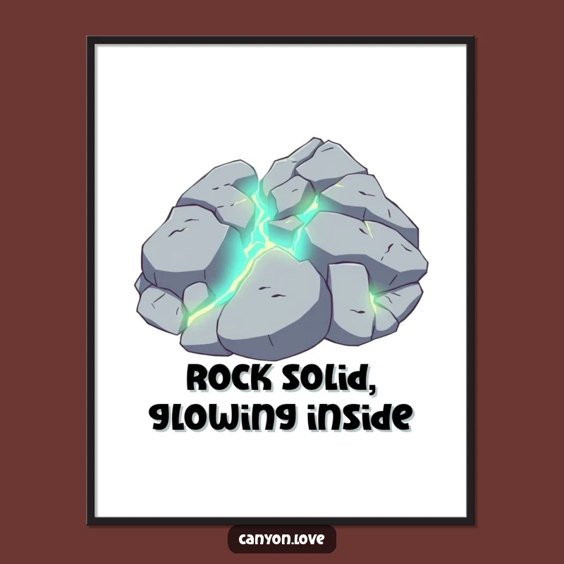 Funny Free Printable Wall Art: Fractured Rock, Glowing Veins, Downloadable Geologic Decor