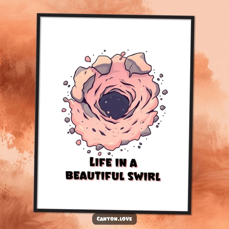 Funny Free Printable wall art depicting a stylized, abstracted vortex of dust and rock in motion, creating a sense of swirling energy.