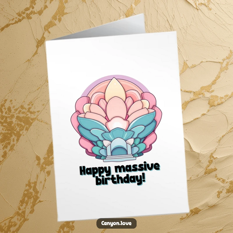 Funny Free Printable Birthday Card with layered, echoing forms suggesting monumental scale, a grand birthday wish.