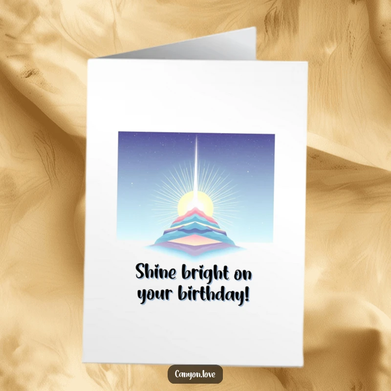 Funny Free Printable Birthday Card showing a beam of light dramatically piercing layered strata, symbolizing hope and celebration.