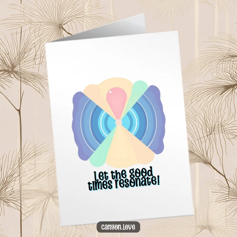 Funny Free Printable Birthday Card with abstract sound waves radiating outwards, capturing the energy of a celebration.