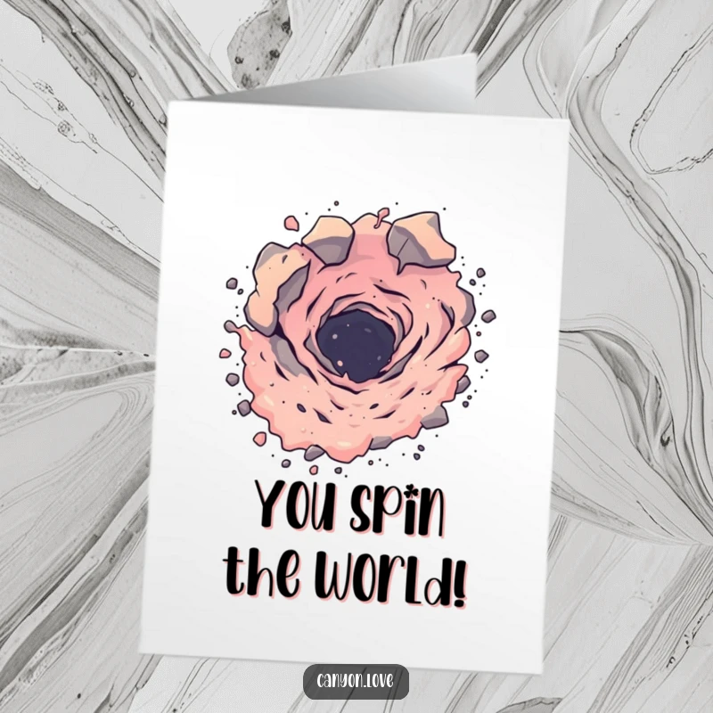 Funny Free Printable congratulations card showcasing a stylized, abstracted vortex of dust and rock in motion, celebrating progress.