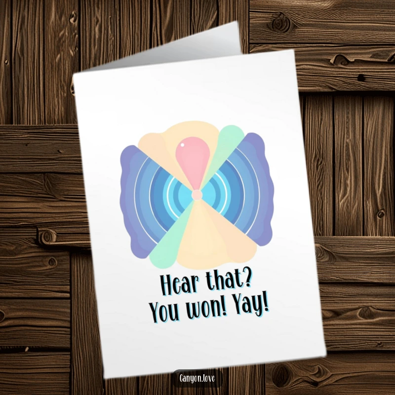 Funny Free Printable Congratulations Card featuring abstract sound waves radiating from a central point, symbolizing applause and success.