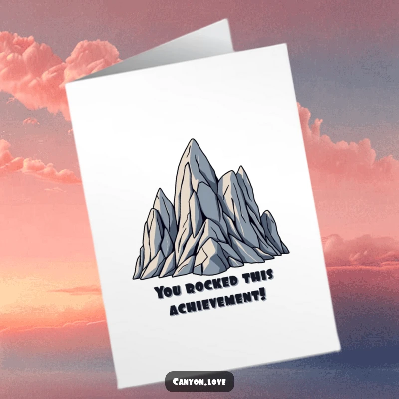 Funny Free Printable congratulations card showing bold, jagged abstract rock formations in sharp geometric planes for a grand celebration.