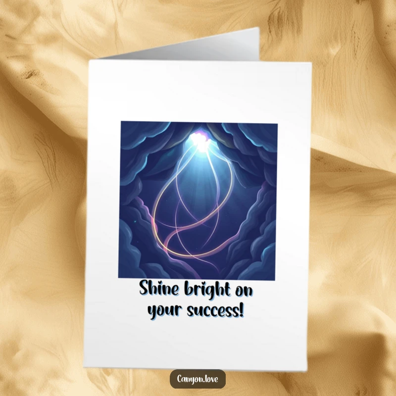 Funny Free Printable Congratulations Card showing abstract light paths carving through a dark void, a stellar achievement.