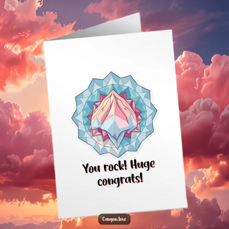 Funny Free Printable Congratulations Card with overlapping geometric patterns suggesting vast geological scale, celebrating a major accomplishment.