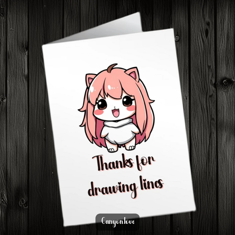 Funny Free Printable thank you card with bold, contrasting lines generating a powerful sense of depth and scale.