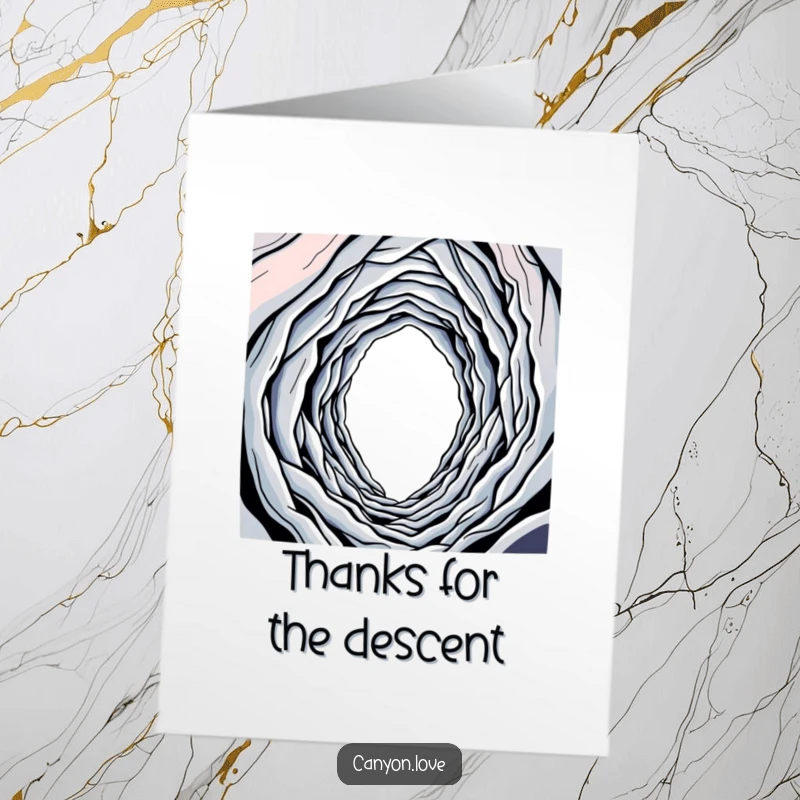 Funny Free Printable Thank You Card: A single line winding into an abstract abyss, a humorous way to say thanks.