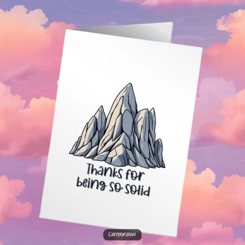 Funny Free Printable thank you card with abstract, jagged rock formations in sharp geometric planes, perfect for expressing gratitude.