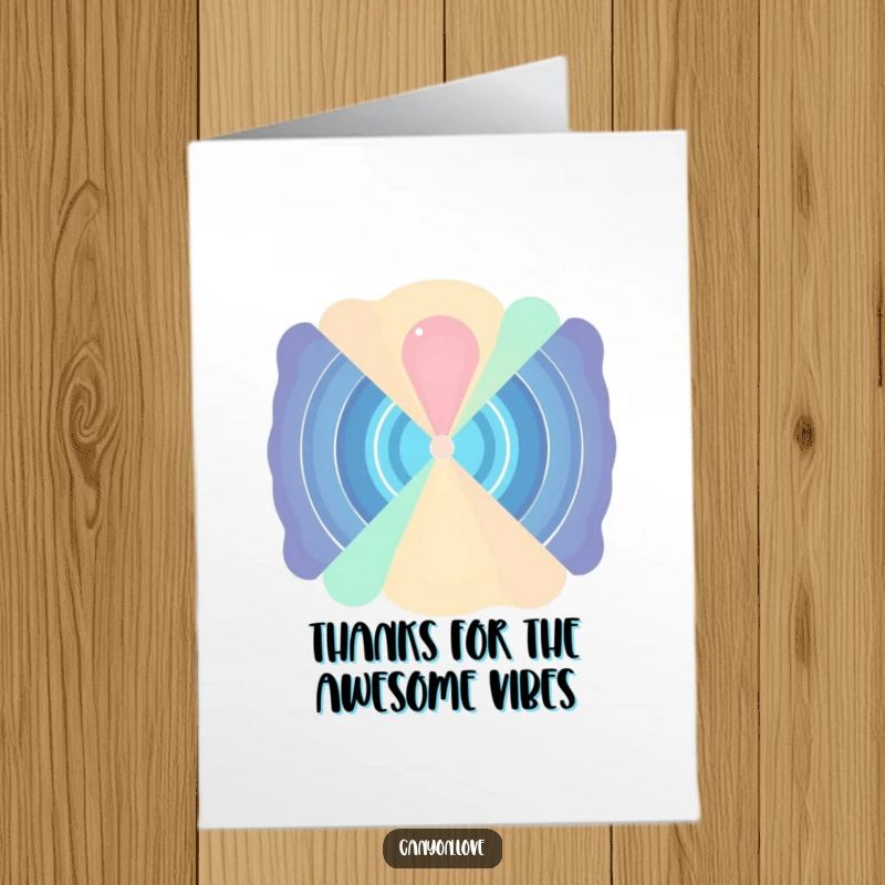 Funny Free Printable Thank You Card depicting abstract sound waves radiating from a center, conveying a strong message of thanks.