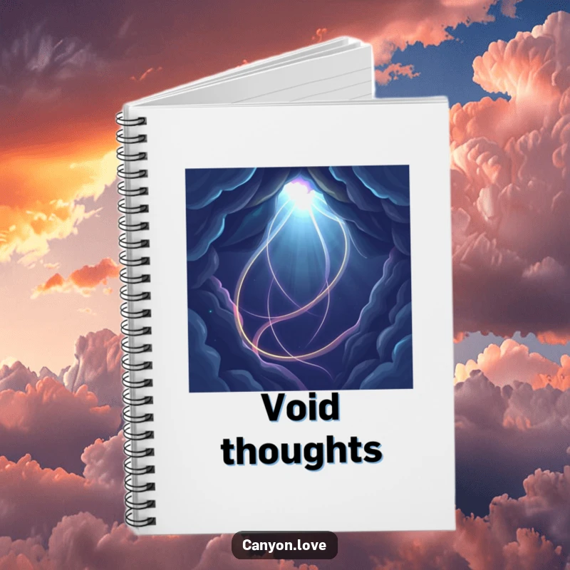 Funny abstract notebook with glowing light paths against a dark background, ideal for creative writing.