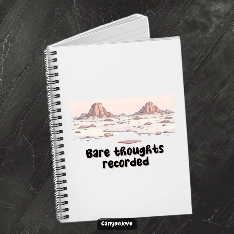 Funny Notebook with a cover of a minimalist depiction of a vast, rocky expanse, ideal for notes and creative expression.