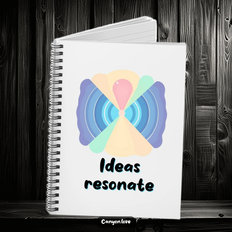 Funny Notebook with abstracted sound waves radiating from a central point cover, ideal for artistic and humorous note-taking.