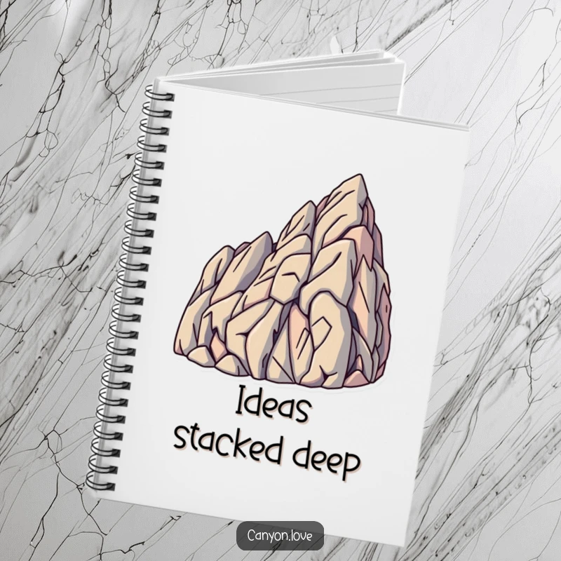Funny Notebook with a cover of sharp, angled lines mimicking rock strata, ideal for notes and creative expression.