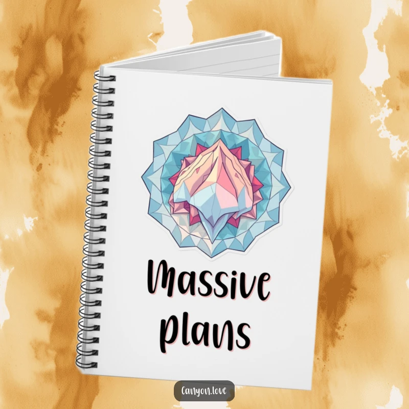 Funny Notebook with a cover of overlapping geometric patterns suggesting immense geological scale, ideal for artistic and humorous note-taking.