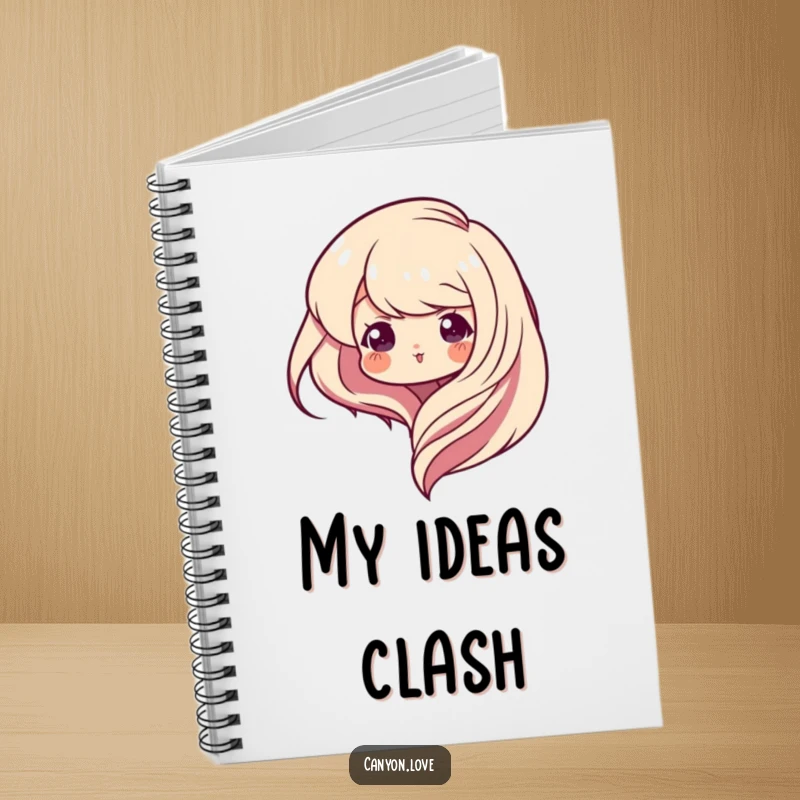 Funny Notebook with an abstract art cover, featuring smooth curves intersecting geometric edges, ideal for journaling and creative brainstorming.