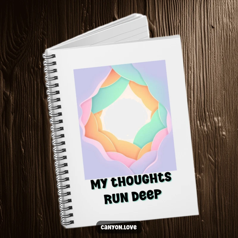 Funny Notebook with a cover of stylized overlapping gradient planes forming a chasm, ideal for notes and creative expression.