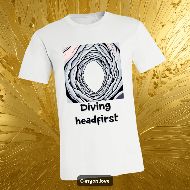Funny t-shirt with a solitary, meandering line creating a visual path into a vast, abstract abyss.