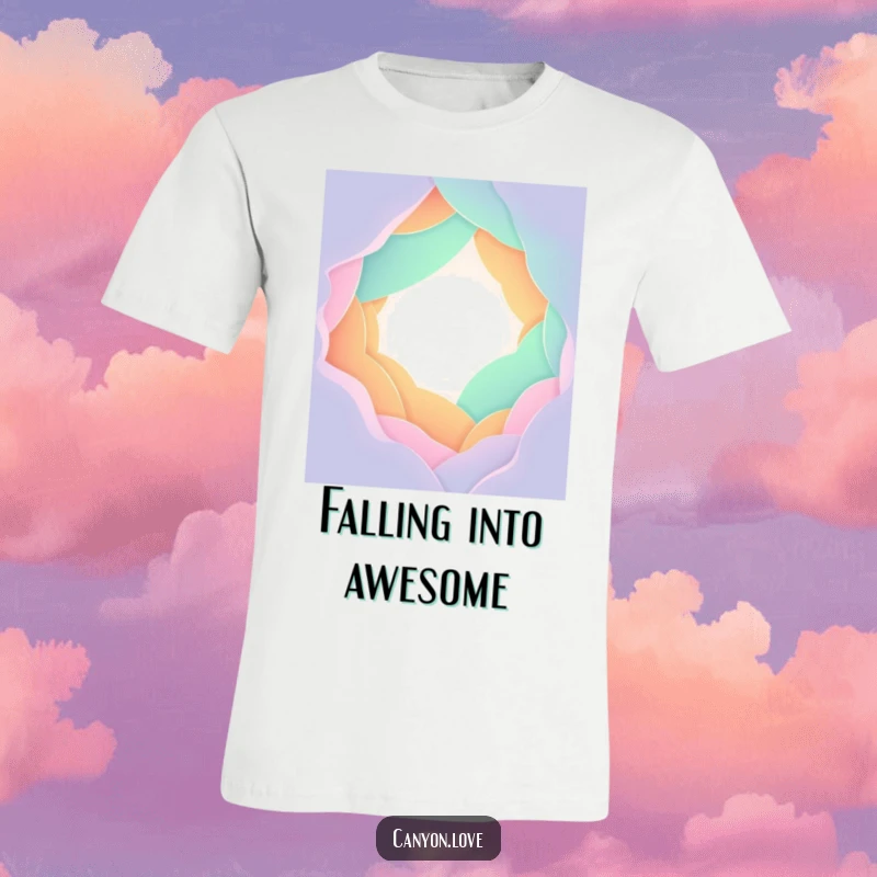Funny T-Shirt featuring stylized overlapping gradient planes forming a chasm, a visually captivating abstract graphic design.