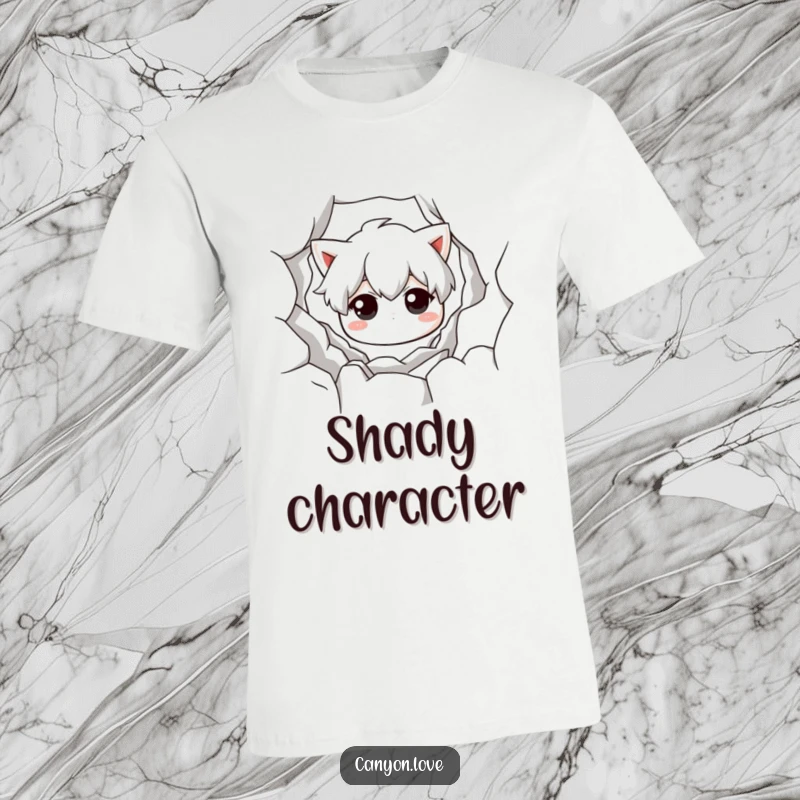 Funny T-Shirt depicting a monochromatic chasm, emphasizing texture and shadow for a dramatic and humorous artistic statement.